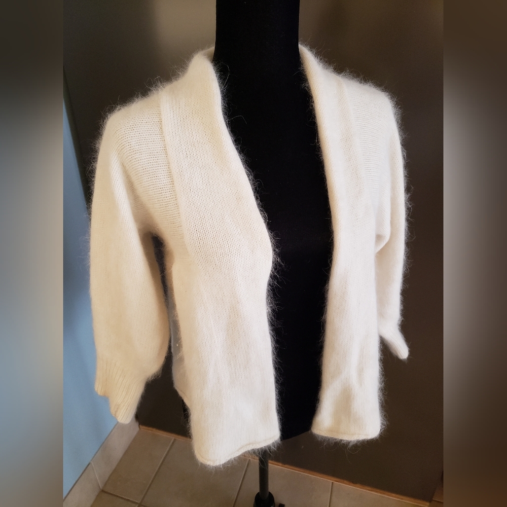🔥 Moda International Angora Blend Cardigan Used Medium Fair Condition